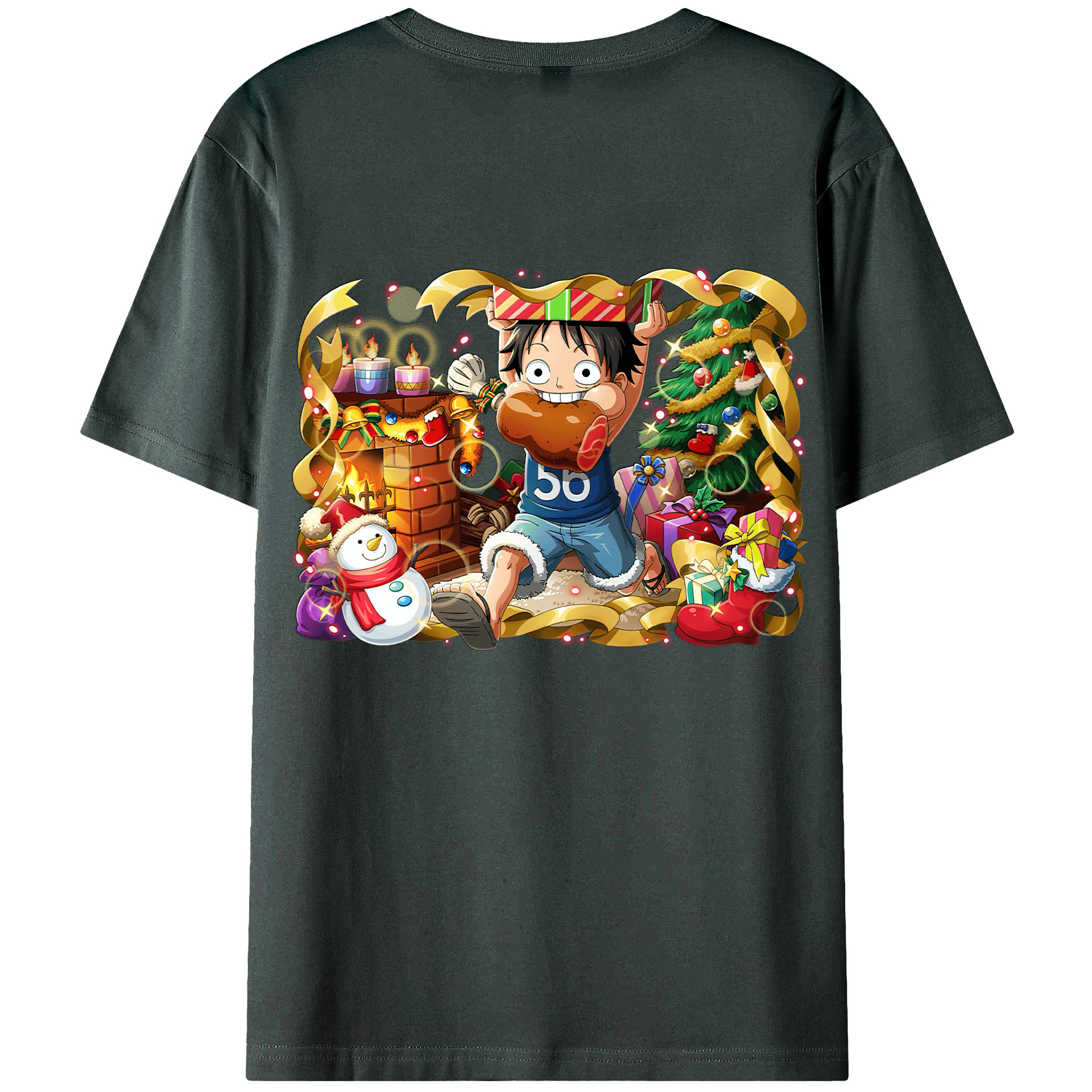 ワンピース モンキー・D・ルフィ ONE PIECE Monkey D. Luffy 綿100％ メンズ半袖Tシャツ（バックプリント） 通気性